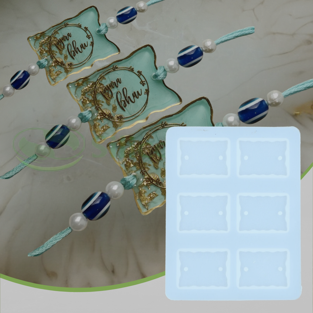 SILICOMOLDS - 1.4" Rectangle Agate Shape 6 Cavity Rakhi Mold - URP338RM